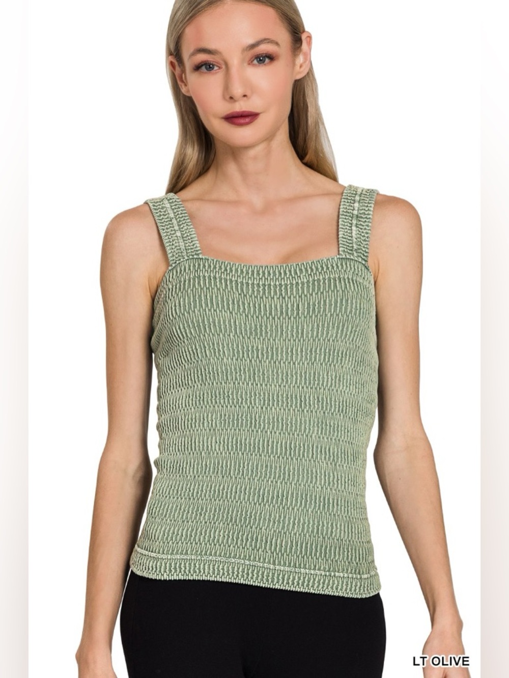 Zenana Seamless Winkle Stone Washed Tank Top🆕